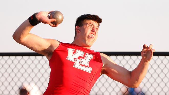 George Karlaftis of West Lafayette defended his state shot put championship Saturday.