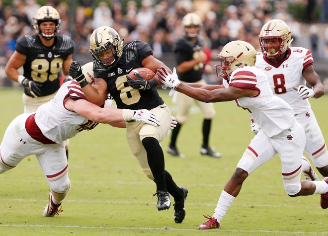 Markell Jones of Purdue on a first half carry against Boston College Saturday, September 22, 2018, in Ross-Ade Stadium.